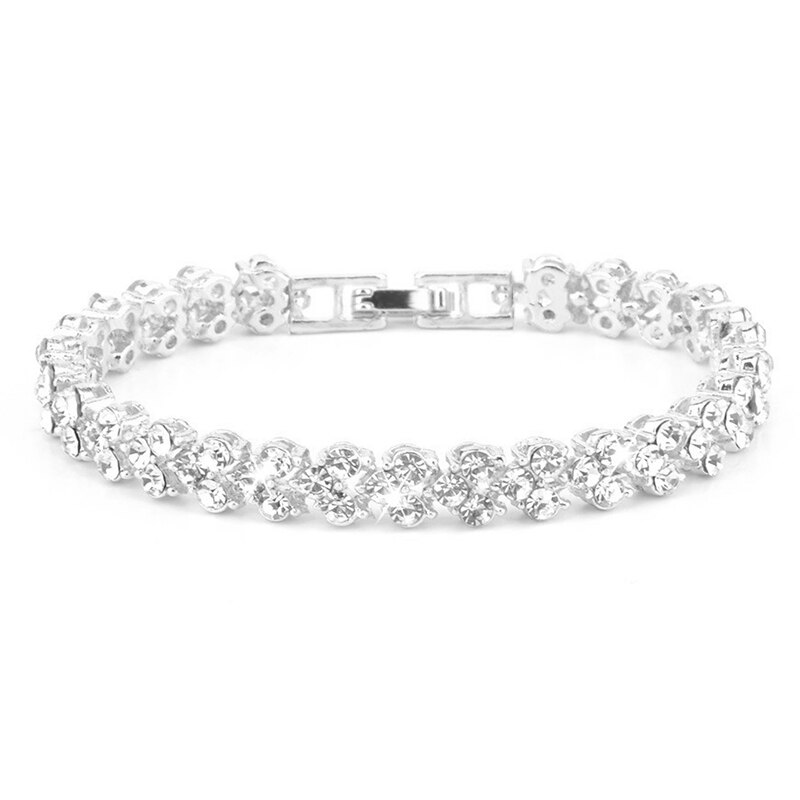 Womens Elegante Armband Romeinse Stijl Crystal Diamond Armbanden Endq: Silver