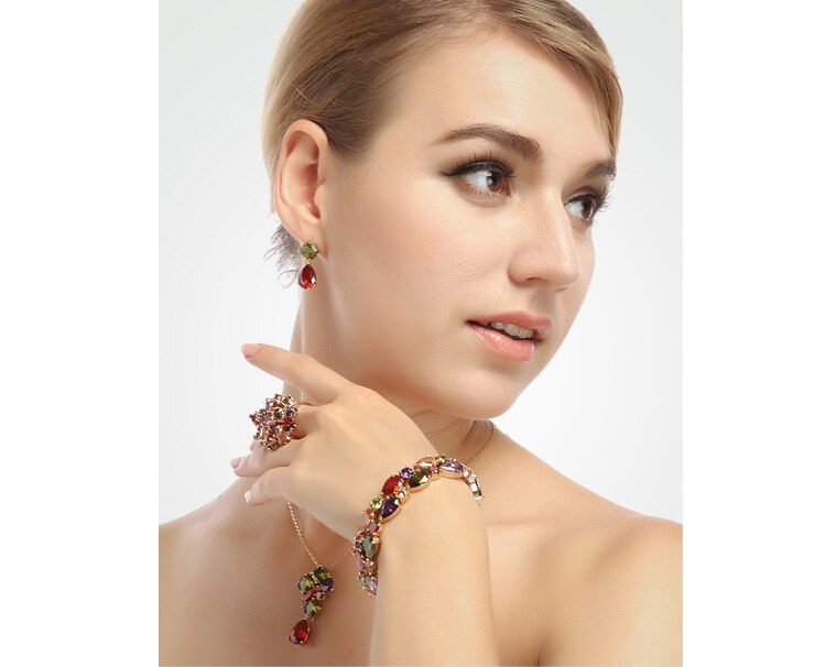 LUOTEEMI Lujo Champagne Oro de Color Claro AAA + Cubic Zirconia Pulsera y Brazaletes para Las Mujeres Elegantes Al Por Mayor Fábrica