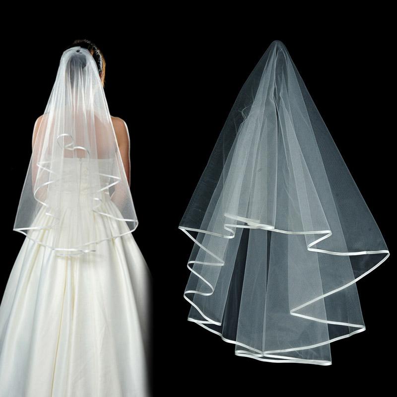 Peigne pour voile de mariée, couleur unie, doux, en Tulle, court, blanc, ivoire, pour femme