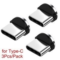 1/3/10Pcs Ronde Magnetische Kabel Plug Type C Micro Usb C 8 Pin Stekkers Snelle Opladen adapter Telefoon Microusb Type-C Magneet Plug: 3Pcs Type-C Plug