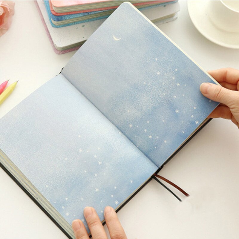 Trend farve sider  a5 notesbog lille blå hus dagbog bog indbundet dagbog papirvarer skoleartikler sort
