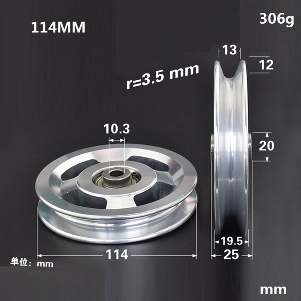 Legering katrol wiel enkel wiel touw hijsen u groef rol tractiegeleider 114/73//88/95/110 mm