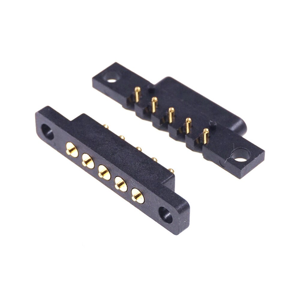 1-3Pair Spring Loaded Connector Pogo Pin 5 Pin 2.54 mm Pitch Through Holes PCB Vertical With Flange Panel Mount Single Row Strip