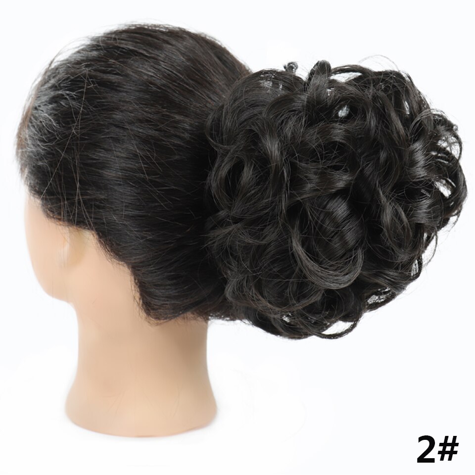 Shangke hår bolle klipp i hårforlengelse til plast kam krøllete hår chignon syntetisk hår rotete chignon til kvinner bryllup: 2