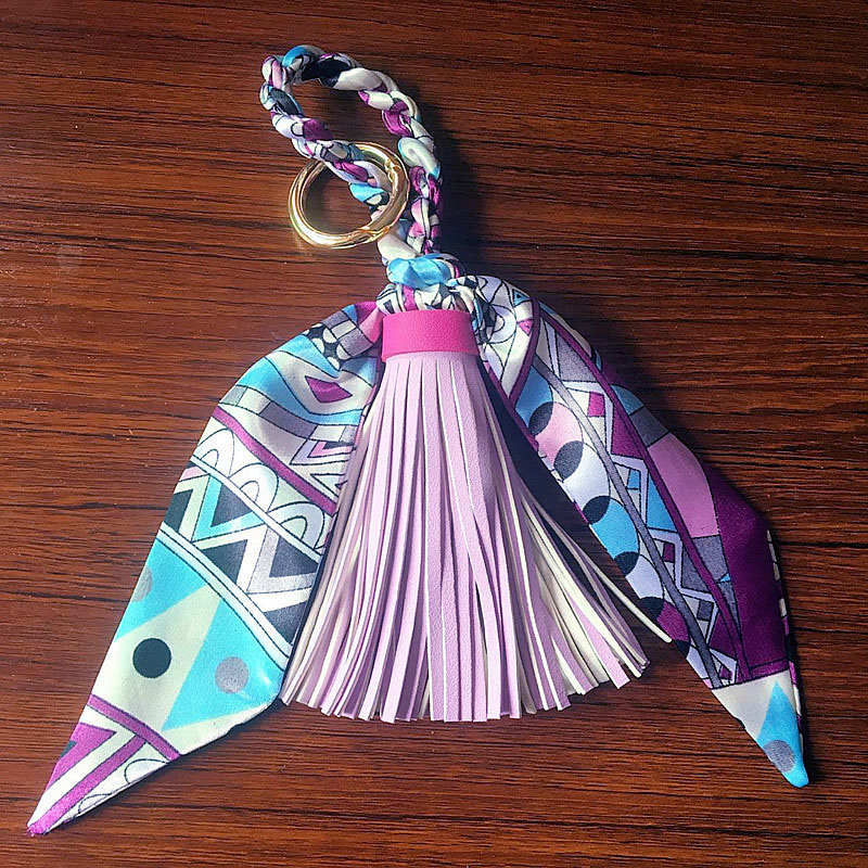 Pendentif Gland Cuir & Alliage Rose – Porte-clés Ou Décoration Sac Élégante 15 Cm