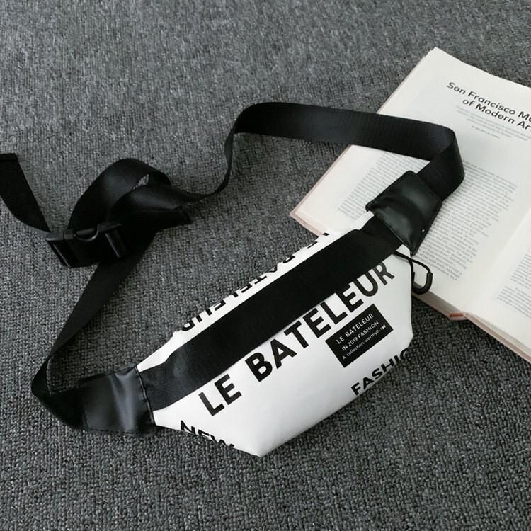 Saco da cintura das mulheres das letras rua hip hop cinto saco de alta qualidade couro do plutônio fanny pacote feminino ombro crossbody sacos peito bolsa: White belt bag