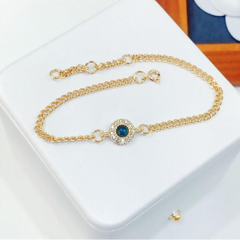 Goed Charm Cubaanse Keten Armbanden Voor Mannen En Vrouwen Ronde Hanger Goud Kleur Armband Mode-sieraden