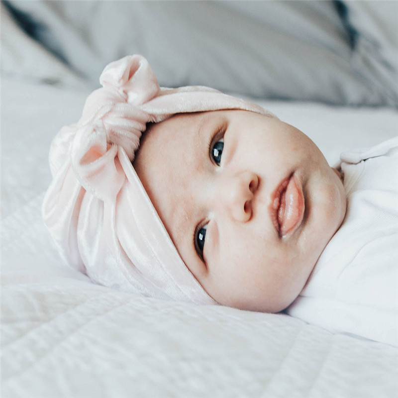 10 Kleuren Baby Hoofdbanden Rubber Oor Fluwelen Hoofdbanden Peuter Winter Warm Baby Tulband Beanie Hoed Elastische Head Band Hoofdtooi