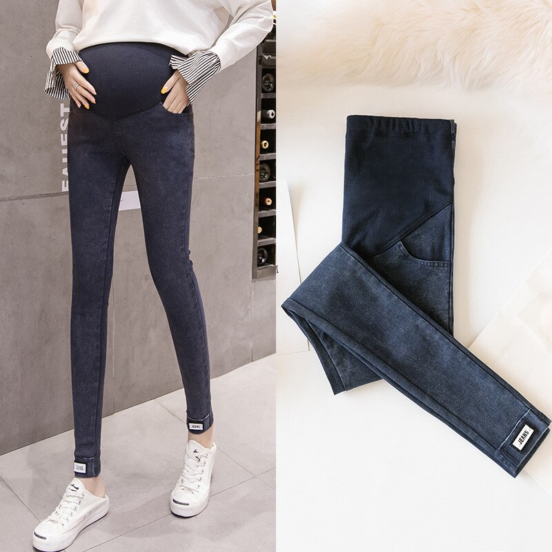 Skinny Jeans Maternity Pants Trousers For Pregnant Women Leggings Stretch Denim Pencil Pants Pregnancy Jeans Maternity Leggings: Blue / XL