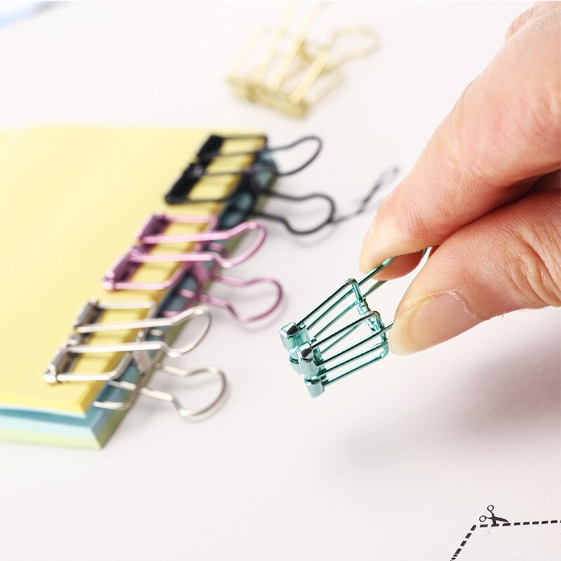 1 PCS Novelty Solid Color Hollow Out Metal Binder Clips S M L Notes Letter Paper Clips Marking Office Stationery Supplies