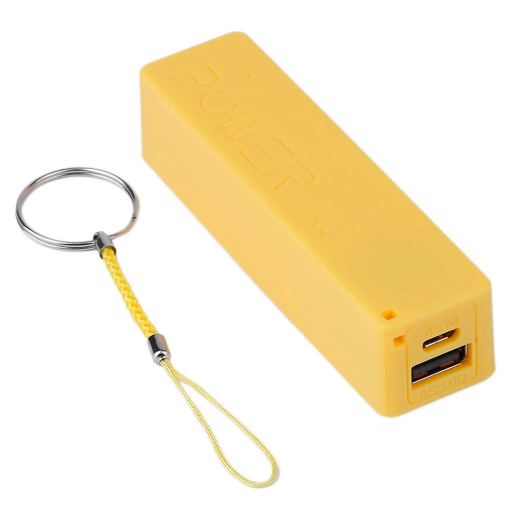 2600MAH Portable Size 1X18650 Battery External Power Bank Backup Battery Charger Power Bank Case For Smart Phones: Yellow