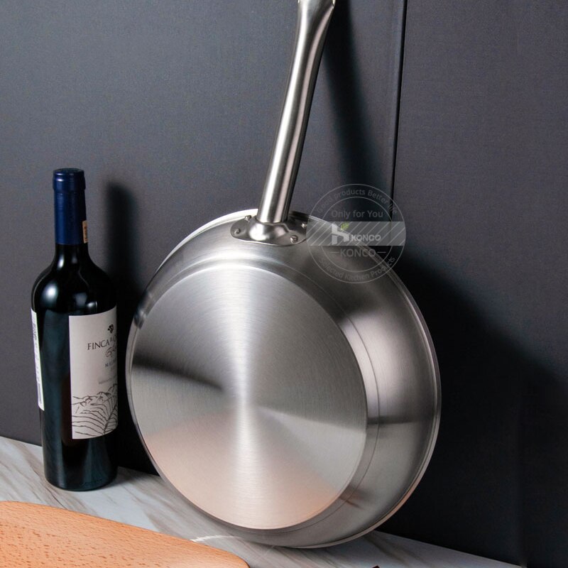Konco Frying Pan Stainless Steel Composite Bottom Steak Pan Non Stick Pan Gas Induction Cooker Roast Skillet Kitchen cookware