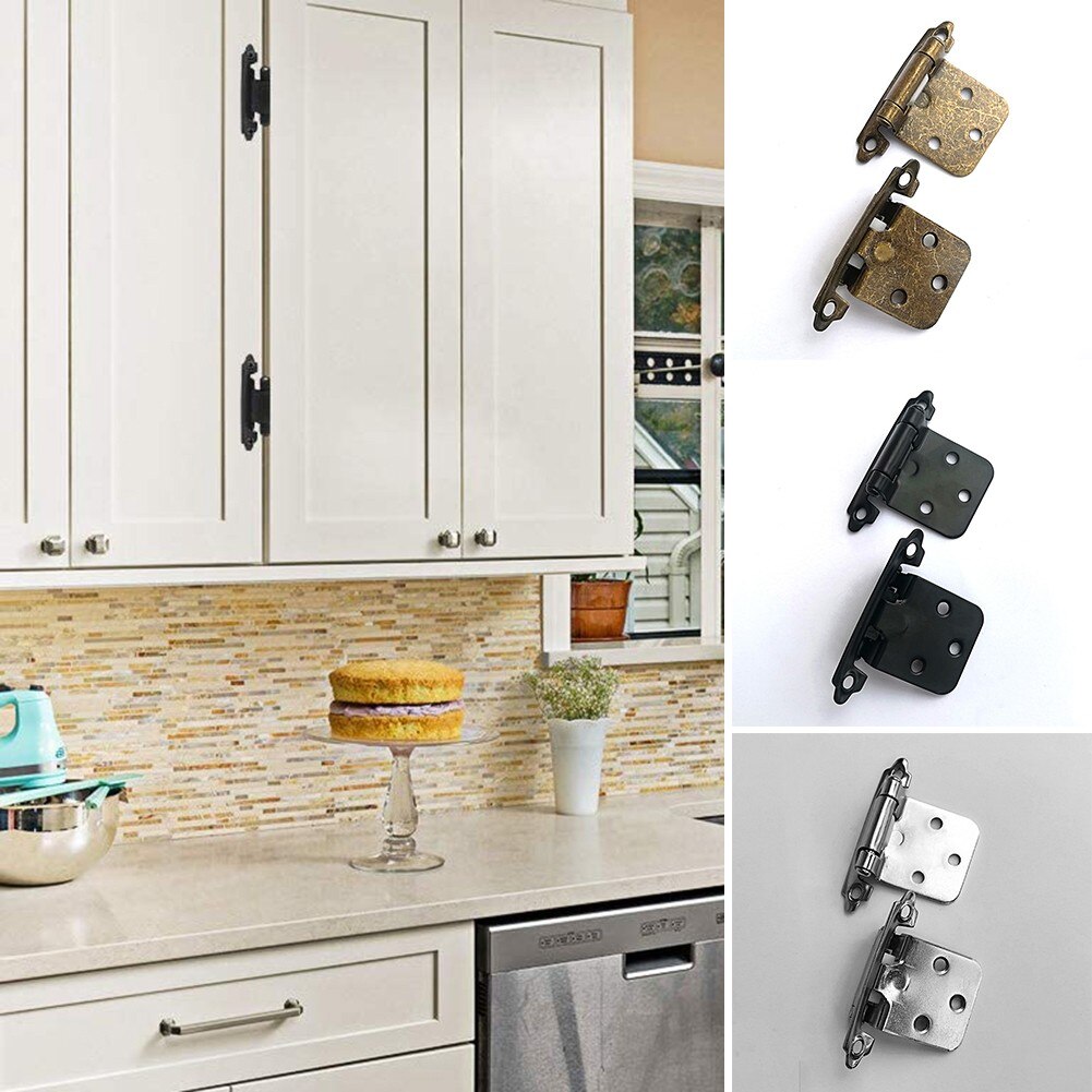 10pcs Self Closing Overlay Flush Cabinet Hinge Heavy Duty Door Cupboard Hinges For Home Decoration Accessories
