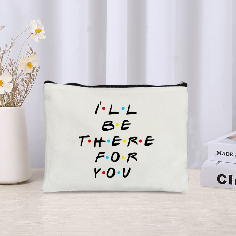 TV Show Friends Travel Cosmetic Organizer Kawaii Makeup Bag for Women Purse Eco-friendly Canvas Pencil Case Make up Pouch Bags: GRAY