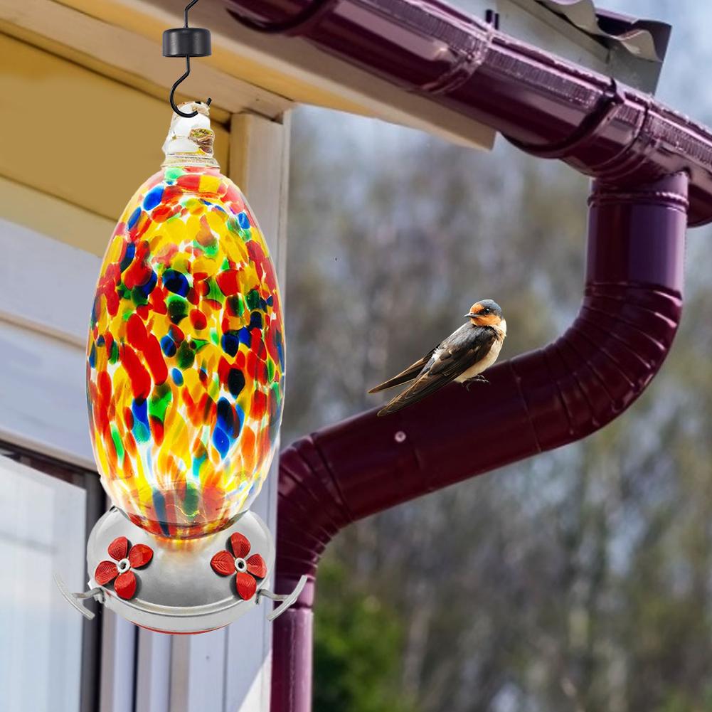 Newest Bird Feeder Hummingbird Feeder Bird Perch for Outdoors Patio Hand Blown Glass Hummingbird Feeder