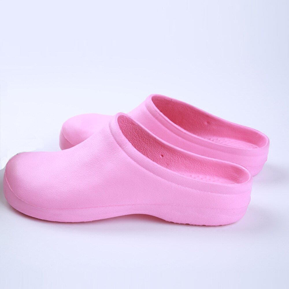 Skrubbar skor för man kvinna husdjursvård arbetsskor halkskydd tofflor fungerar mjuka platta skor kosmetolog spaskor: Rosa / Xxl