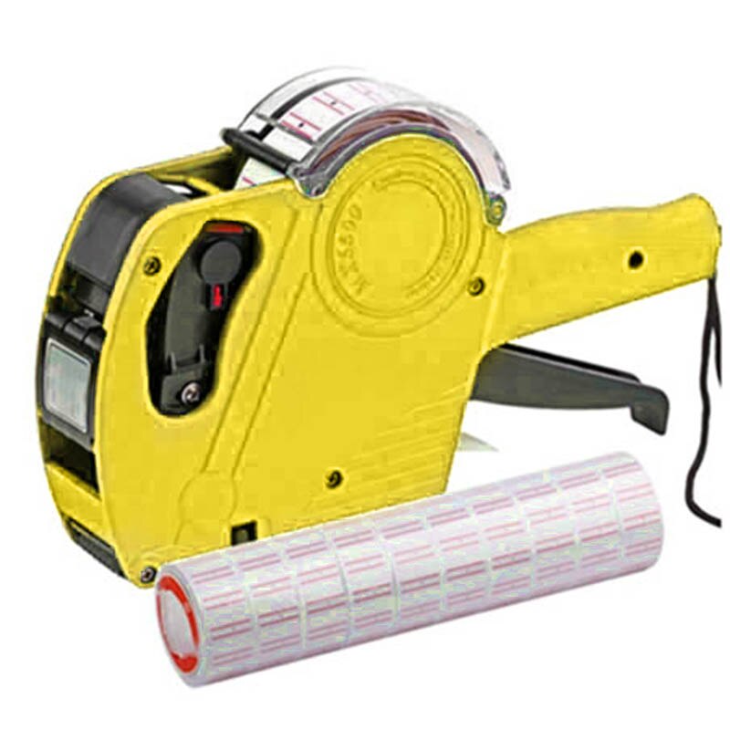 8 Digits Handheld Price Label Gun Plastic Tag Labeller Machine With 4000pcs Lable For Supermarket Shopping Mall: Yellow