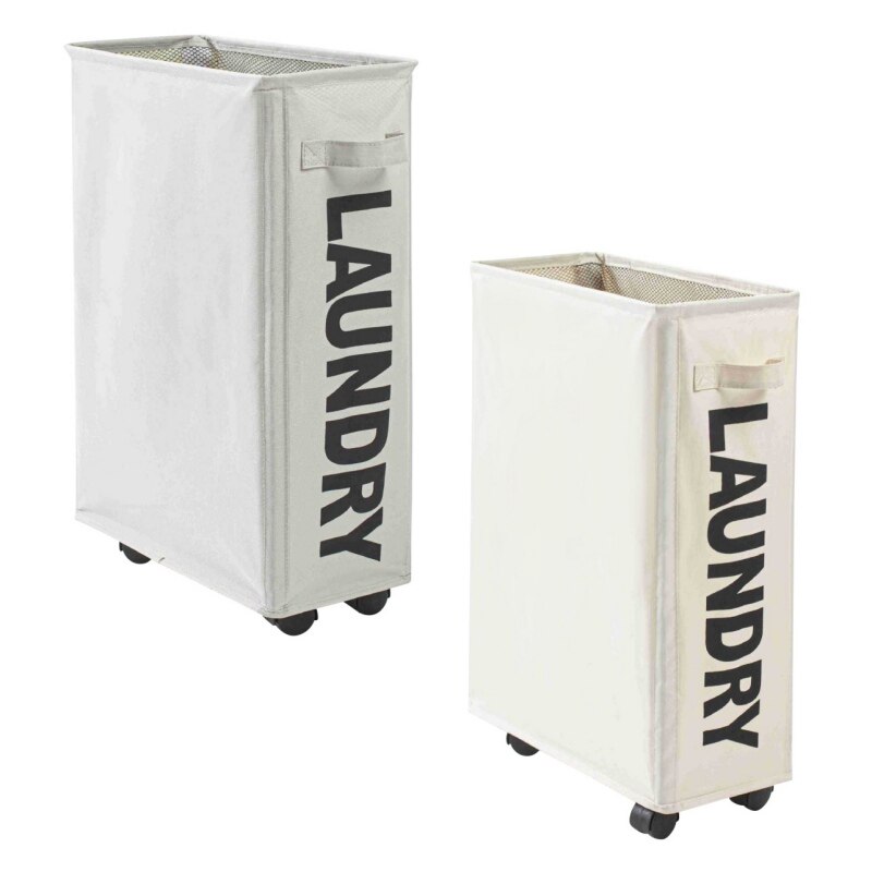 Aluminum Frame Laundry Basket Can Be Folded Dirty Clothes Basket Tall Thin Laundry Basket With Brake Function Universal Wheel
