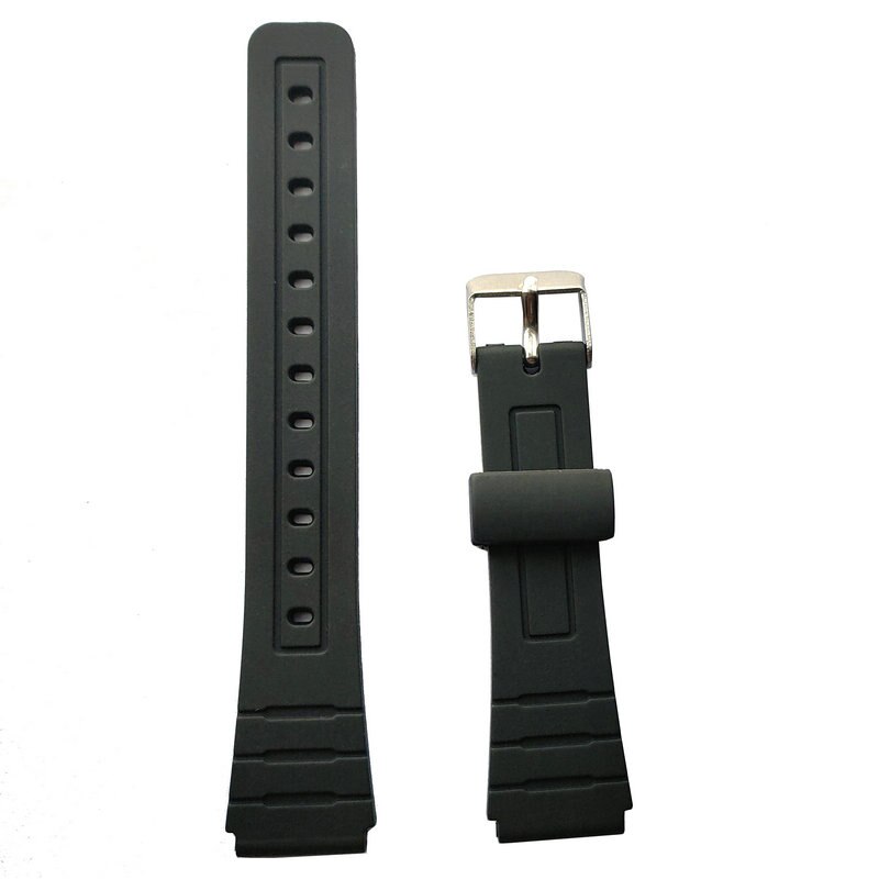 Correa de repuesto para reloj Casio F-91W de 18mm, correa de plástico de resina negra para reloj de pulsera con pasadores, hebilla de Metal F91 F91W