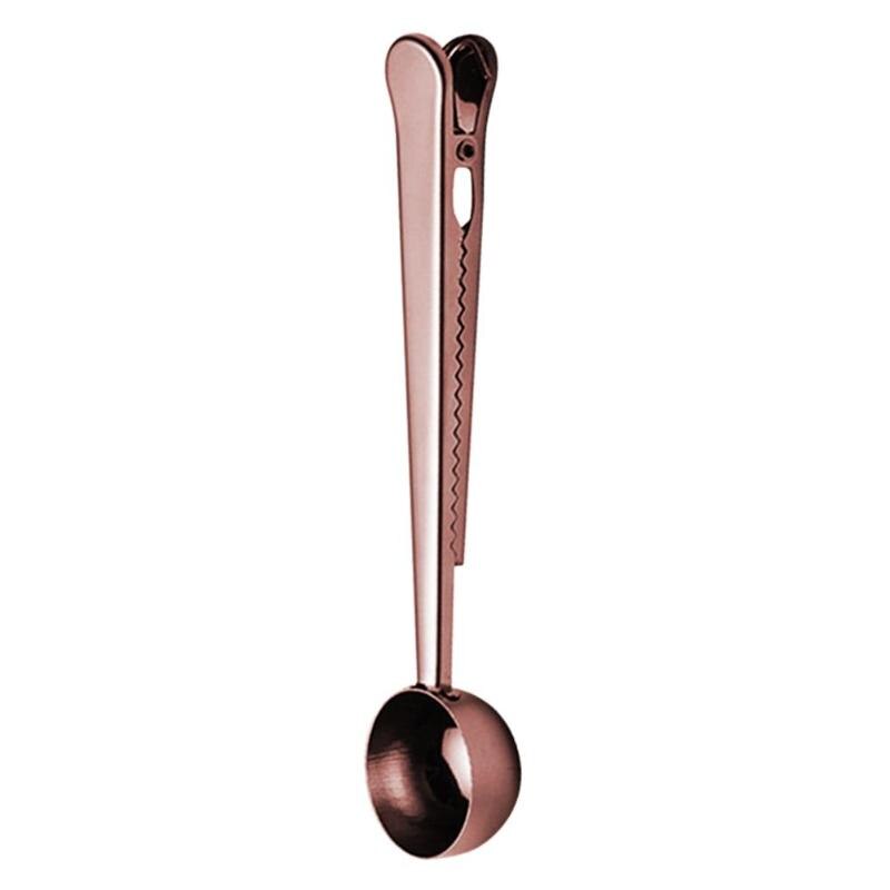 Rvs Coffee Cup Scoop Met Draagbare Tas Seal Clip Thee Meten Scoop Multifunctionele Keuken Meten Benodigdheden Voor Melk: Rose gold