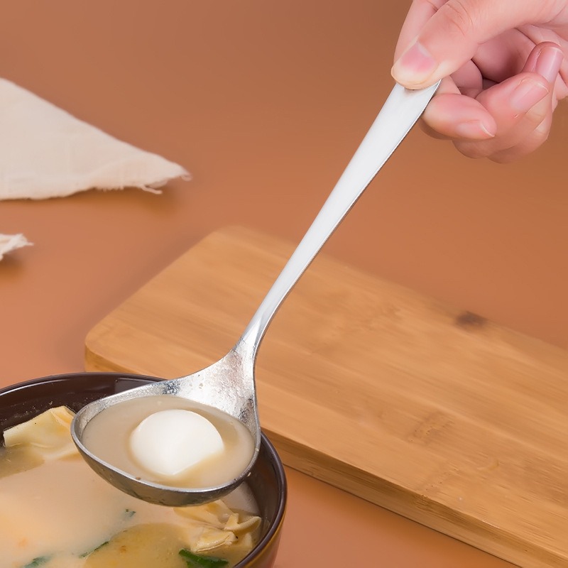Chinese Soep Lepel Roestvrij Staal Verdikking Met Lange Handvat Lepel Voor Soep Keuken Diner Lepels Spiegel Gepolijst Servies