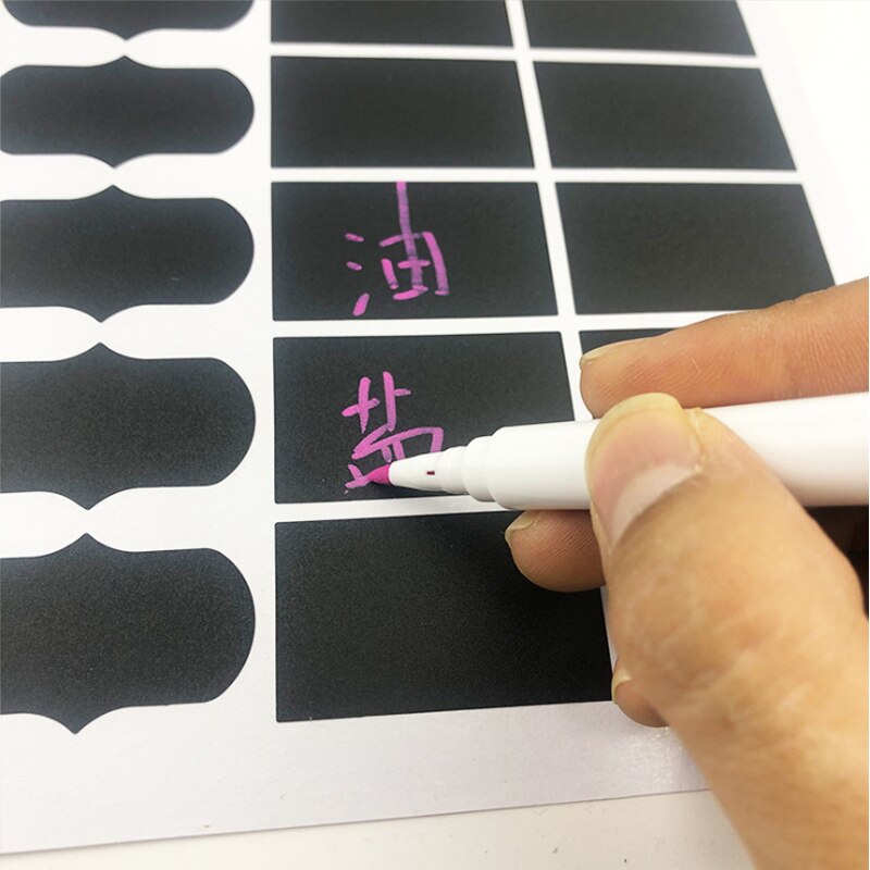 Diy Pvc Blackboard Sticker 180 Stks/set Waterdicht Eenvoudig Schrijven Sticker Keuken Tag Label Sticker Kruidkruik Sticker Met Witte Pen