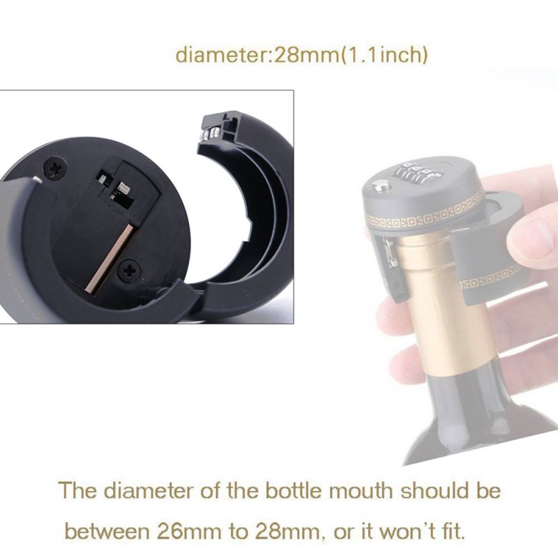 Bottle Password Code Digital Lock Combination Lock For Wine Whiskey & Liquor Bottle Cap Stopper (Bottle Diameter 26mm To 28mm)