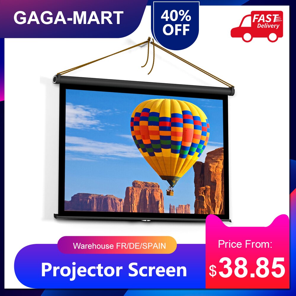 40-inch HD Projection Screen Manual Pull Up Folding Tabletop Projecting Screen 4:3 Screen for DLP Projector Handheld Projector