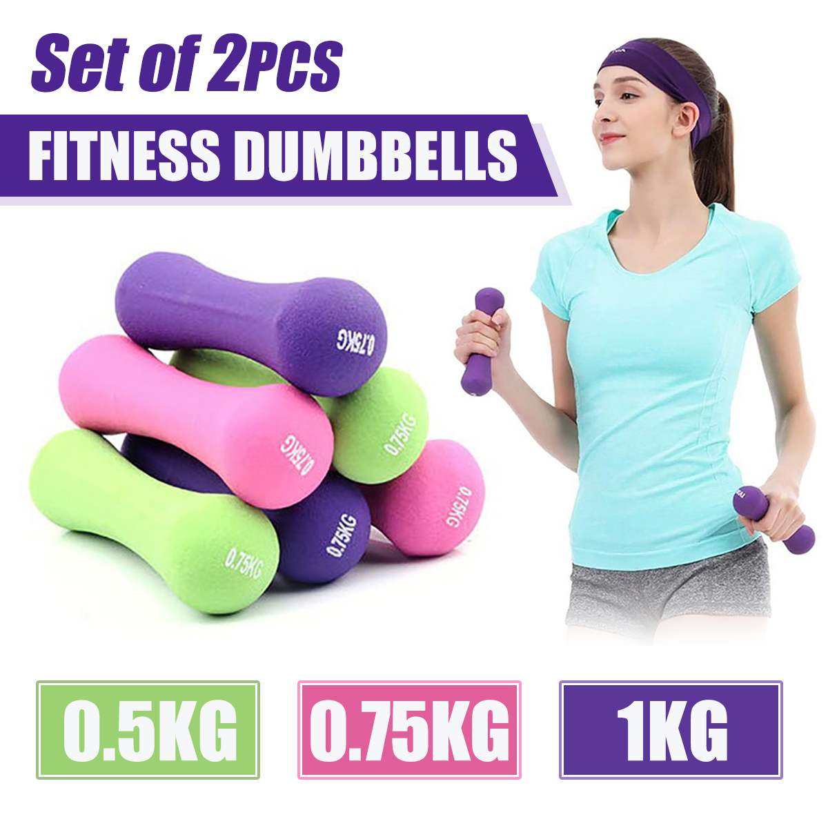 2Pcs Random Color Fitness Dumbbell Solid Aerobic Training Strength Gym Weight Lifting Dumbbell Set Trainer Fitness Equipment