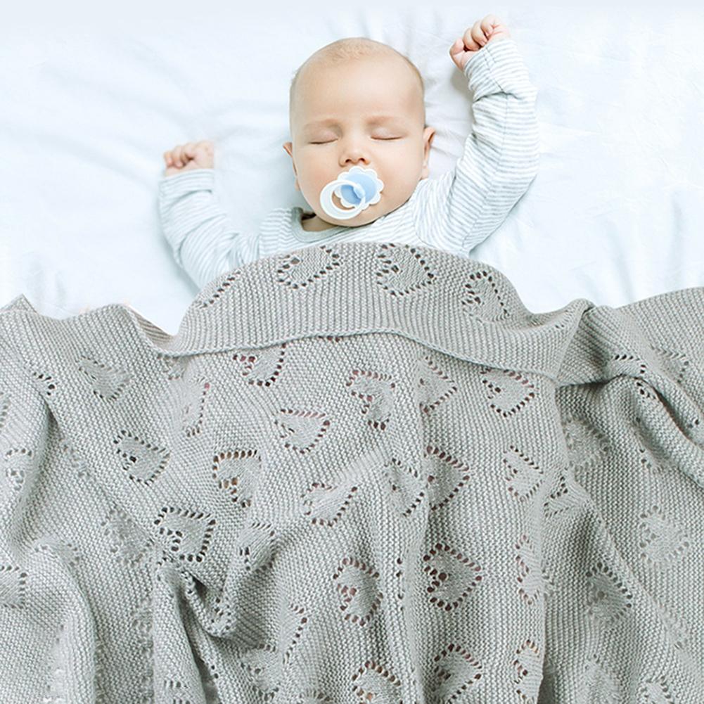 100x80cm Newborn Baby Blankets Summer love knitted Solid Color Baby Bedding Quilt Swaddle Sleeping Wrap Cover Blanket