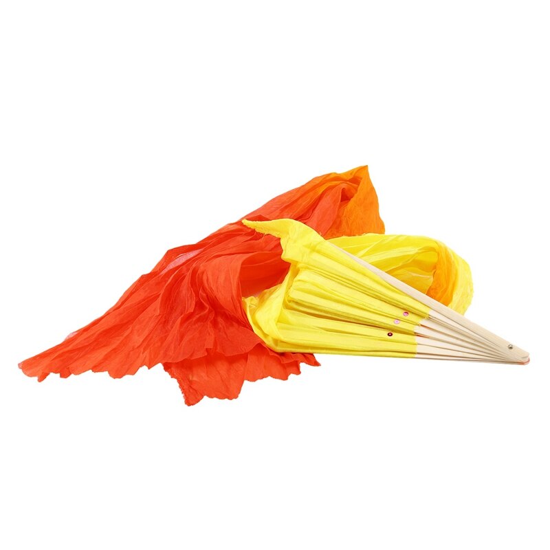 Éventail de danse flamme en soie trois couleurs dégradées, pliable à la main, en bambou, décoration pour femmes, artisanat de maison: Default Title