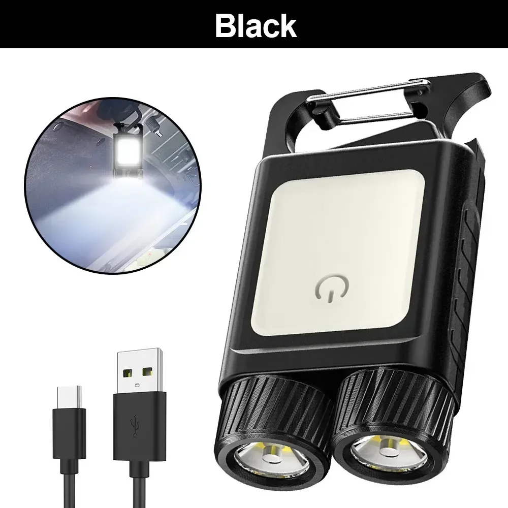 Mini nøgleringslommelygte med klips super lys lommelygte led magnetisk cob edc mini nøgleringslommelygte genopladelig: Grøn