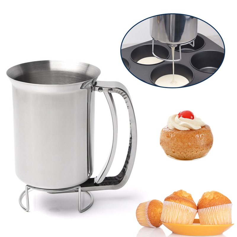 1Pcs Rvs 800Ml Pannenkoek Maker Rvs Pancake Cupcake Beslag Cupcake Dispenser Belgische Wafels Pannenkoeken Bakken