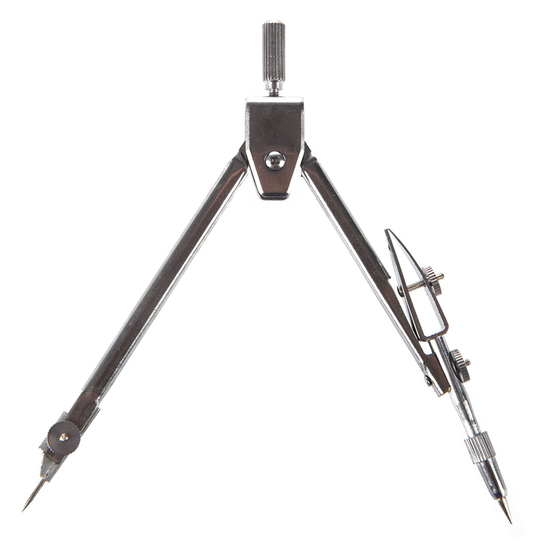 -School Stationery Drawing Tool Silver Tone Metal Drafting Compasses Set
