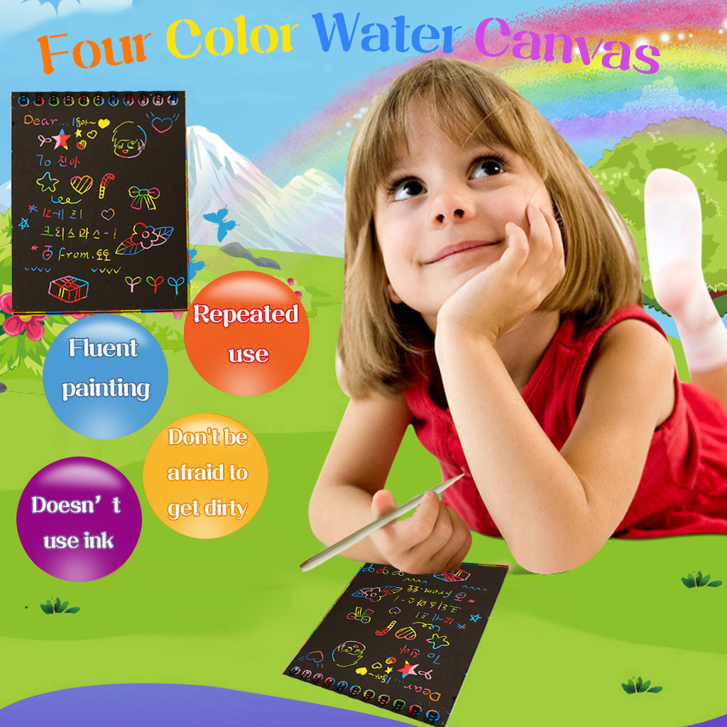10 Pages Magic Color Scratch Art Paper Children&#39;s DIY Black Scratch Painting Kid&#39;s Colorful Free Graffiti Painting Scratch Book