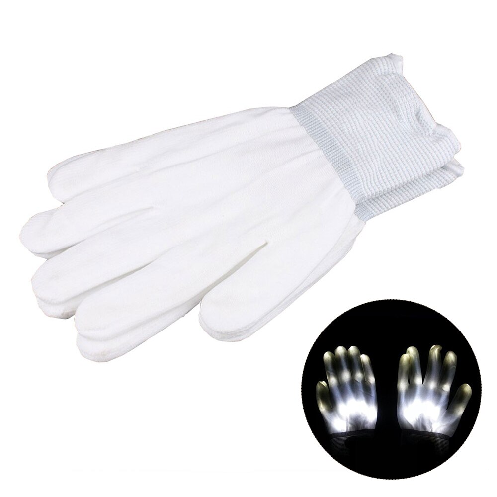 Party DJ Disco Festival LED Gloves Light Gloves Super Bright Fun Home Glow LED Light Gloves 1 Pair: White