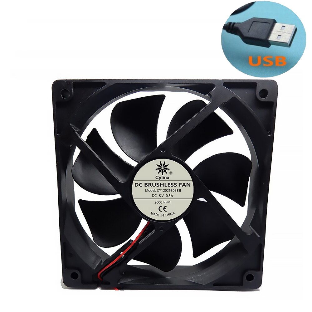 Router Koelventilator Diy Pc Cooler Tv Box Draadloze Stille Stille Dc 5V Usb Power 120Mm Fan 120X25Mm 12Cm W/Schroeven Beschermende Netto: Fan 2000RPM