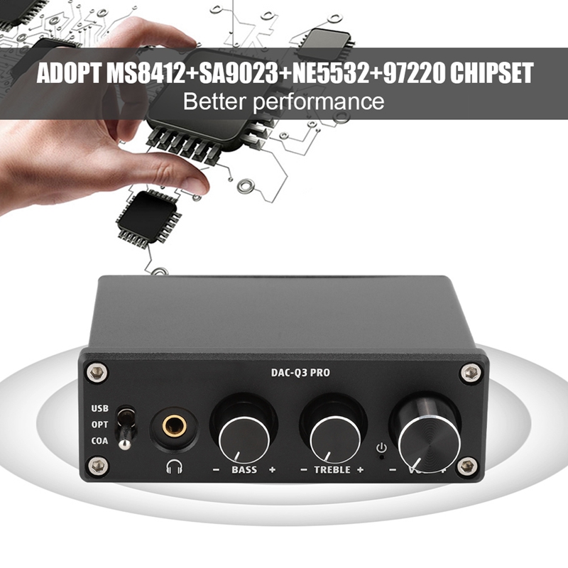 Ac-Q3 Pro Dac Decoding Digital Audio Decoder Headphone Amplifier Amp USB Dac Decoded 24Bit 192Khz for 3.5mm Headphones
