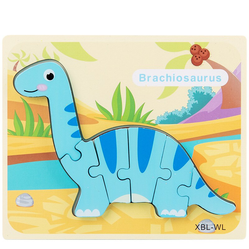 Wooden Puzzle Kids Toy Baby Wood Jigsaw Puzzles Cartoon Dinosaur Animal Early Educational Toys For Children: Brachiosaurus