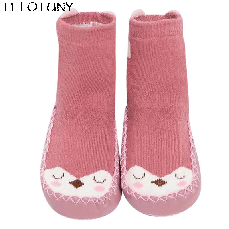 TELOTUNY freundlicher Kleinkind Baby Mädchen Jungen Karikatur Ebene Dicke Warme Anti-Unterhose Socken Hausschuhe ZY20