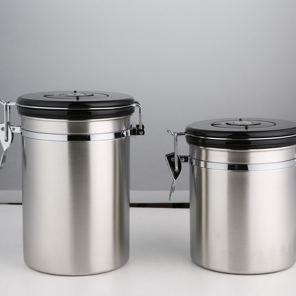 Sealed Tank Coffee Bean & Tea Sealed Can with Exhaust Valve Stainless Steel Sealed Tank Tea Leaf Cans Multifunction Food Jars