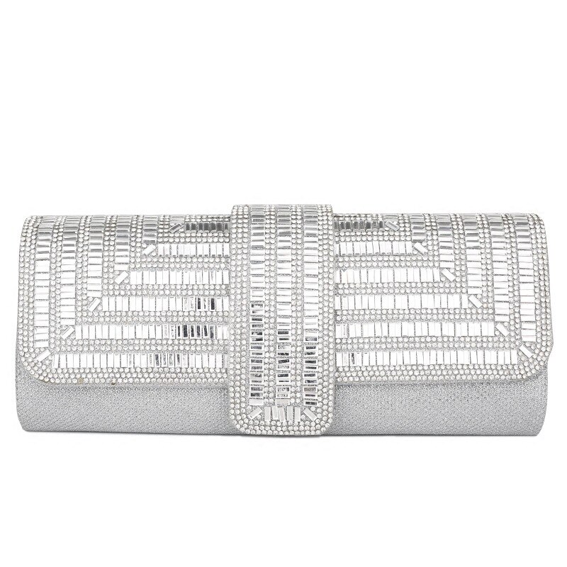 Vrouwen Avond Clutch Bags Rhinestone Flashing Dag Koppelingen Purse Kristallen Ketting Zakken Bridal Wedding Femme Partij Handtas XA124K: Silver