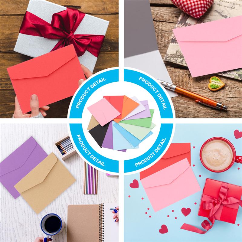 120Pcs Mini Envelopes Small Greeting Card Message Card Letter Stationary Storage Paper (Random Color)