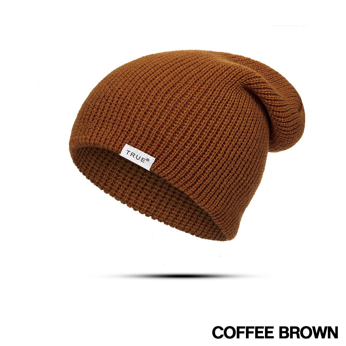 Urdiamond dames winter muts heren gebreide zachte muts effen kleur skullies mutsen warme jongens meisjes mutsen letter muts gorro: Koffie