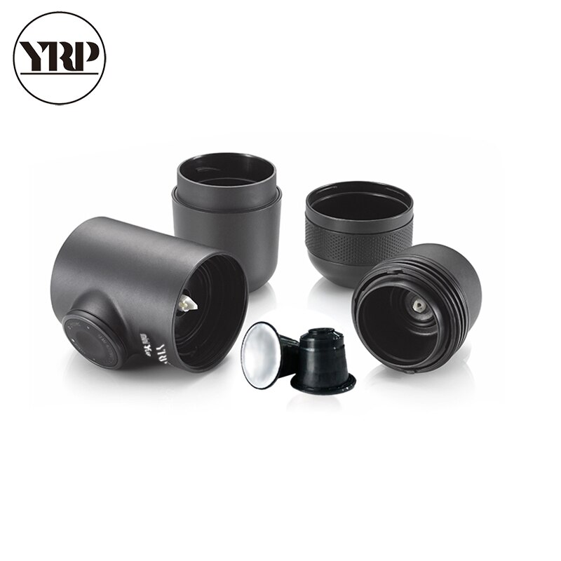 Yrp draagbare koffiezetapparaat handmatige druk café capsule & poeder machine min draagbare espresso koffiezetapparaat voor thuis, buiten, reizen