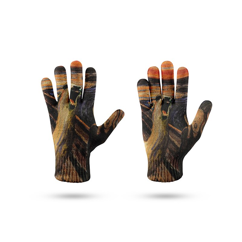 3d print heren en dames winter ski handschoenen outdoor rijden touchscreen wanten dames dikke warme stretch gebreide handschoenen: Stijl 2