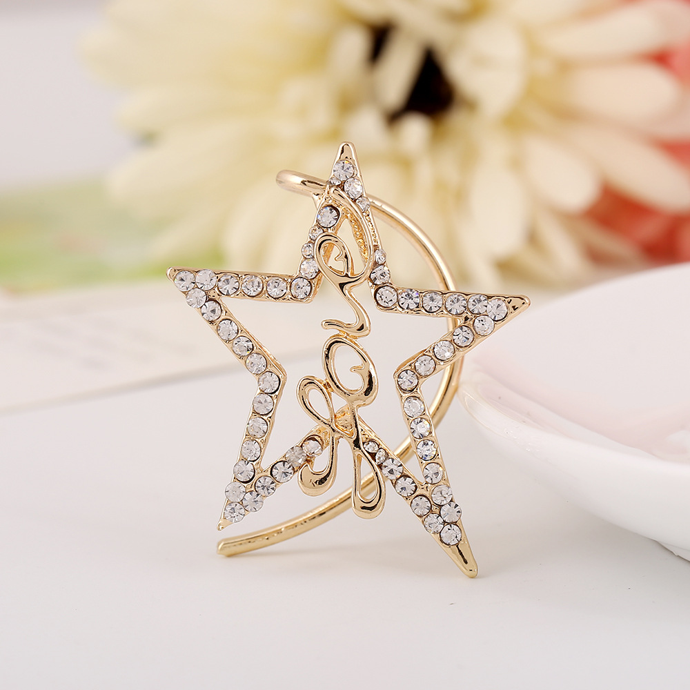 LUKENI 10pcs/lot Jewelry Rhinestone Earrings Punk Star Love Ear Cuff Earring Jackets no Pierced For Women EJ026