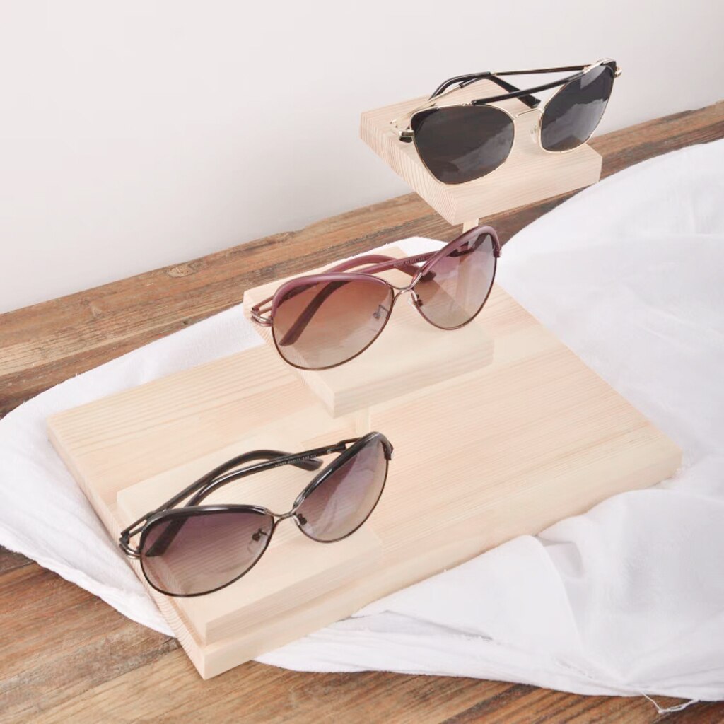 3 Layers Wooden Sunglasses Display Stand Home Shop Counter Show Holder Shelf