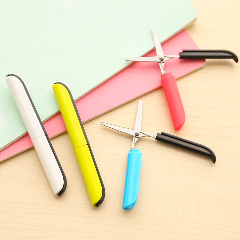 Candy Pen Student Safe Scissors Paper Cutting Art Office School Supply with Cap Kids Stationery DIY Tool