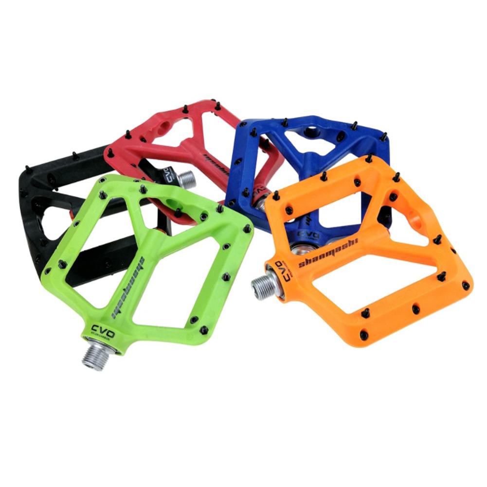 Bike Pedals Big Feet Nylon Carbon Fiber Bearing Foot Mountain Stamp Flat Bicycle Pedal Minimal Profile Adjustable Grip 1 Pair
